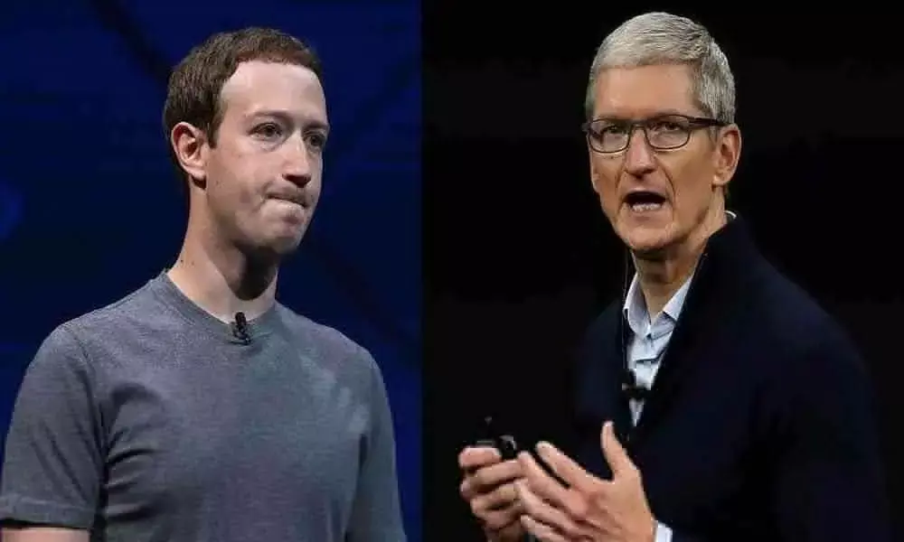 Facebook CEO Mark Zuckerberg  and Apple CEO Tim Cook