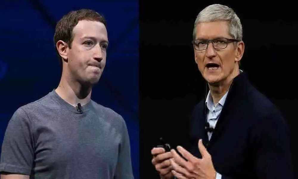 Facebook CEO Mark Zuckerberg  and Apple CEO Tim Cook