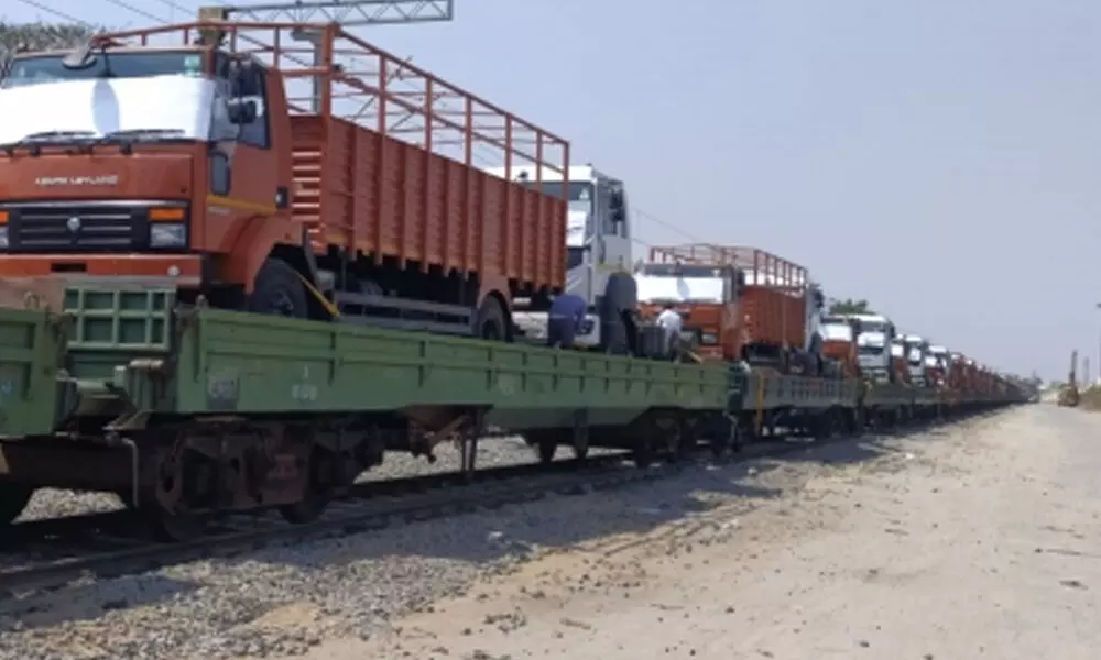 SWR ferries 64 truck chasis in single rake to Haryana