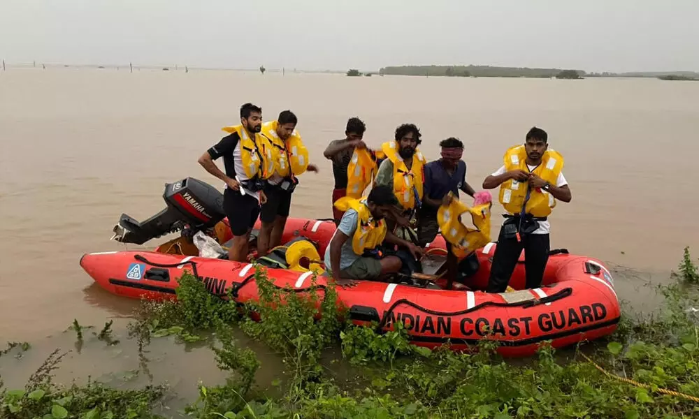 Coast Guard carries out flood relief work in rain-hit Andhra Pradesh