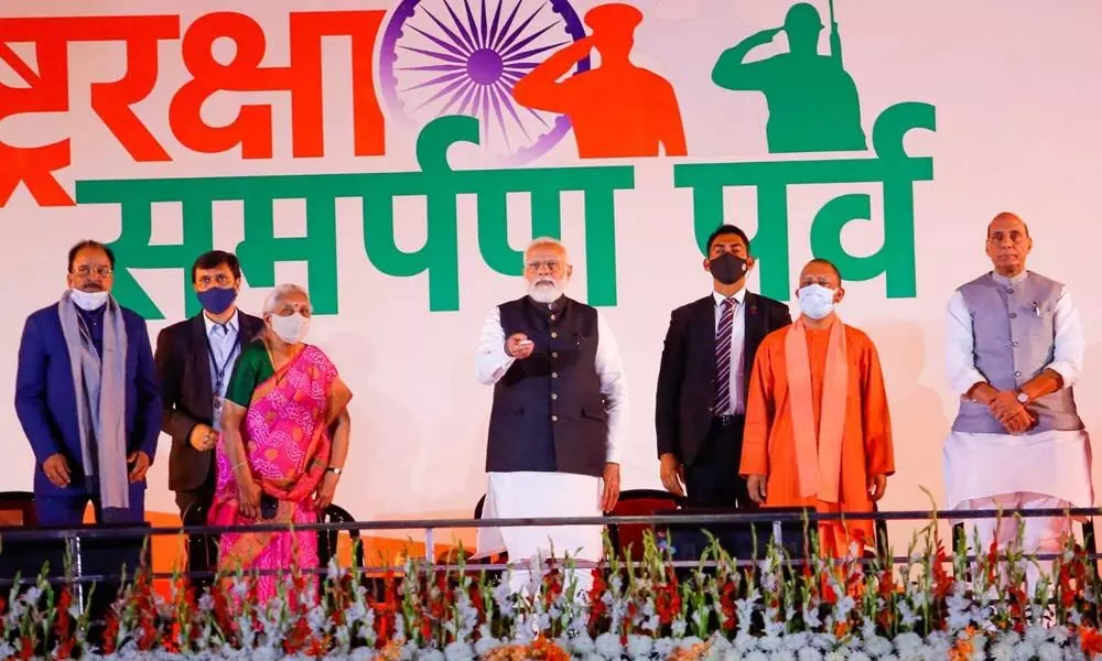 PM Narendra Modi lays stone for Jhansi unit of BDL