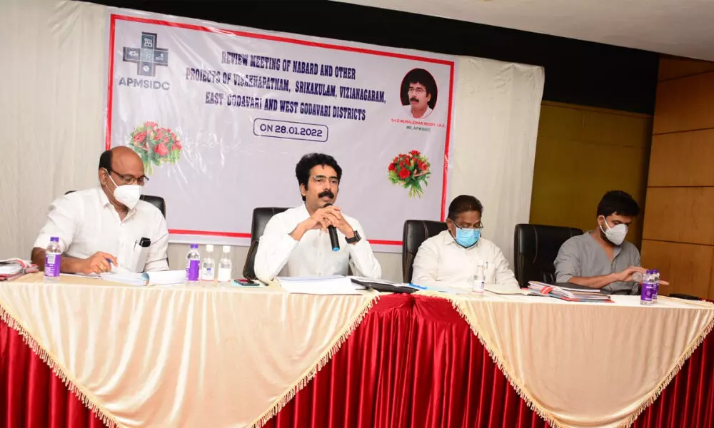 APMSIDC Managing Director D. Muralidhar Reddy at review meeting in Visakhapatnam on Friday