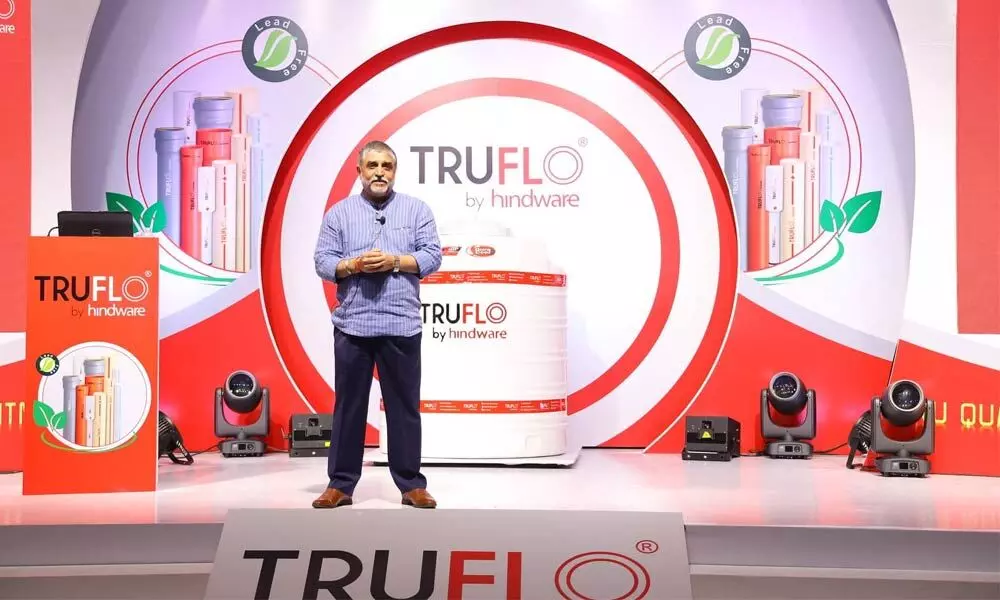 Rajesh Pajnoo, CEO, Truflo Pipes at a press event in Telangana