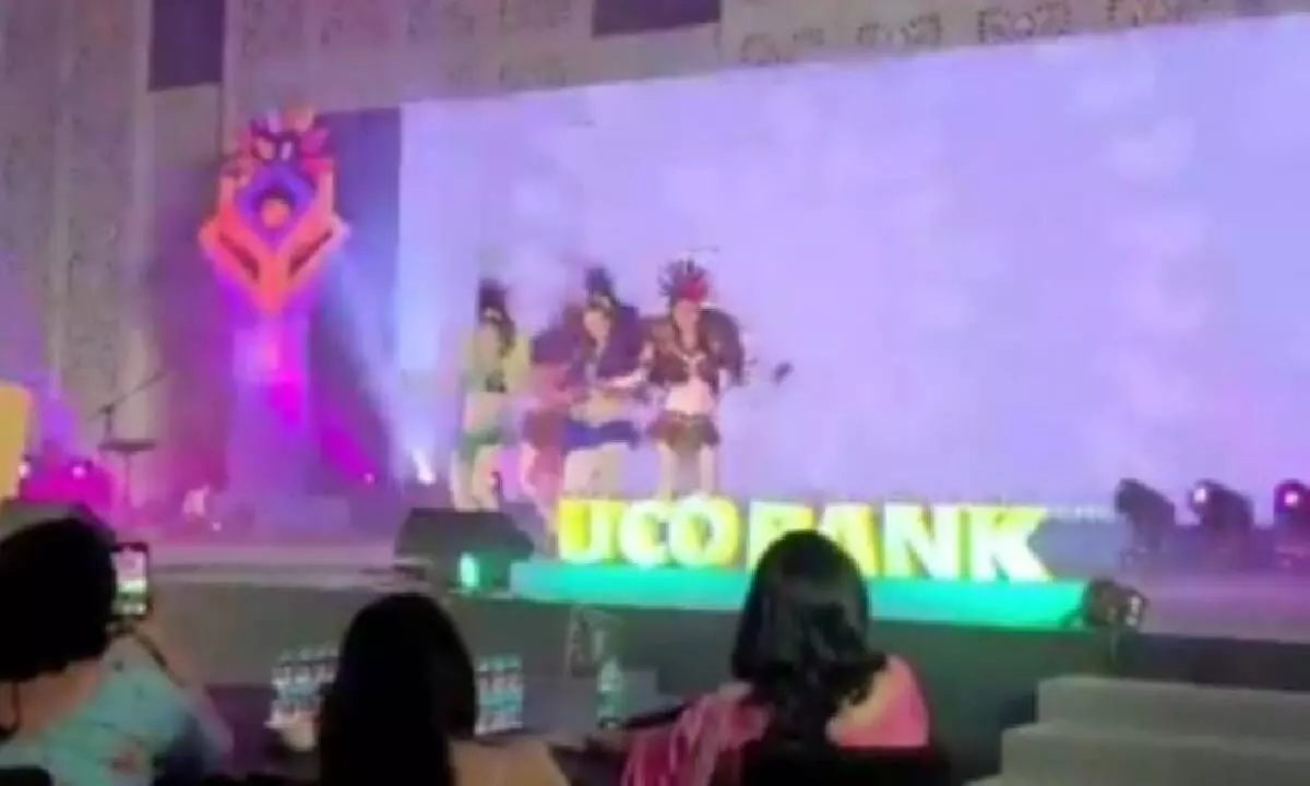 Scantily clad female dancers entertain UCO Bank staff at party hosted by SBI Life