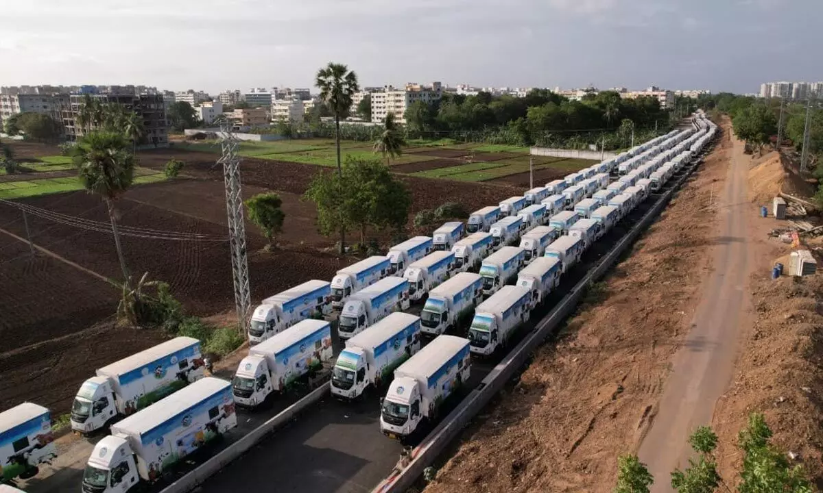 Jagan flags off MAVC vehicles Jagan flags off MAVC vehicles