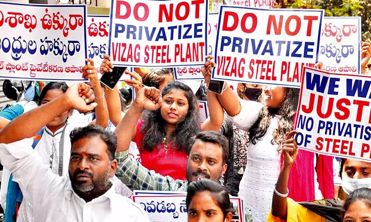 Visakhapatnam Steel Plant employees fume over the NDA Government’s reiteration to go ahead with privatisation