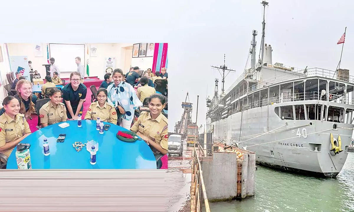 AU girl students interact with US sailors