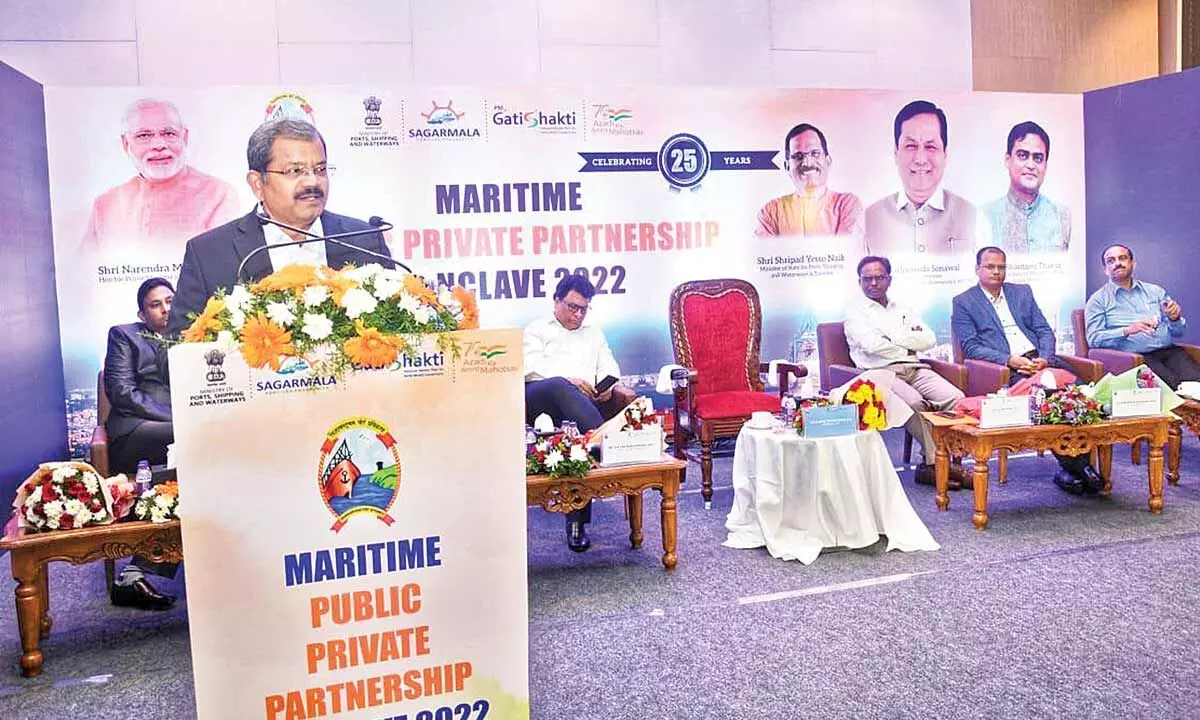 VPA Chairman K Rama Mohana Rao speaking at Maritime Conclave inaugural in Visakhapatnam on Wednesday