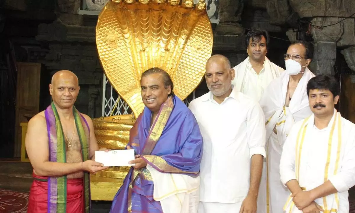 Mukesh Ambani donates Rs 1.5 crore to Tirumala temple