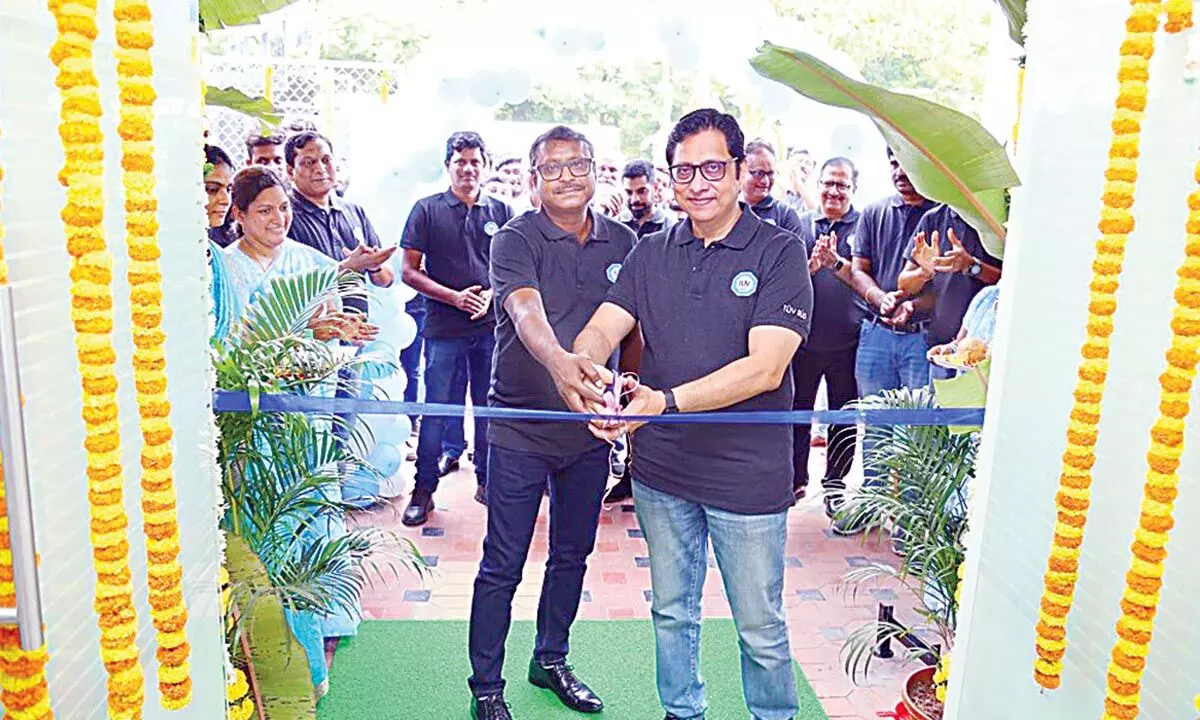 TÜV SÜD officials inaugurating the enhanced seafood, spices and commodity testing laboratory in Vizag on Thursday