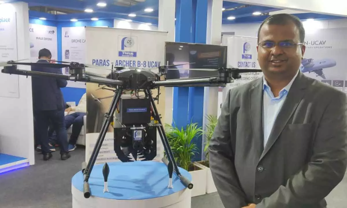 Pankaj Akula, CEO, Paras Aerospace with ARCHER-B8 UCAV