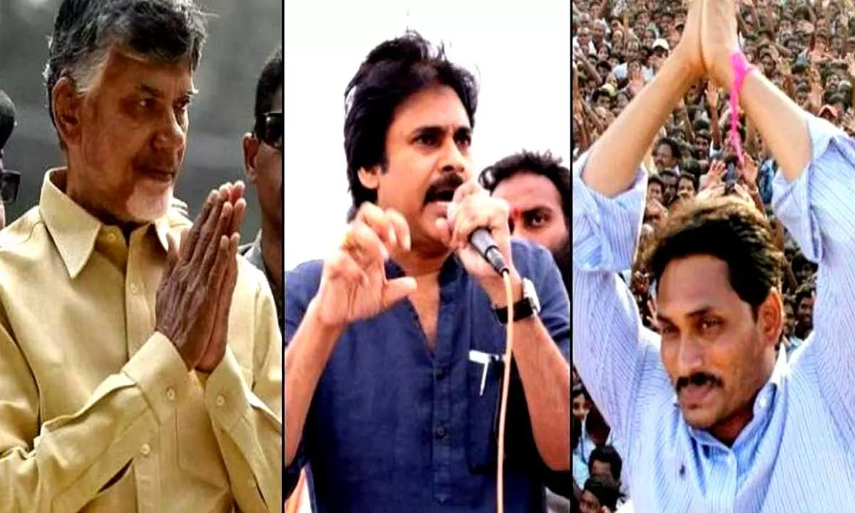 N Chandrababu Naidu, Pawan Kalyan and YS Jagan Mohan Reddy