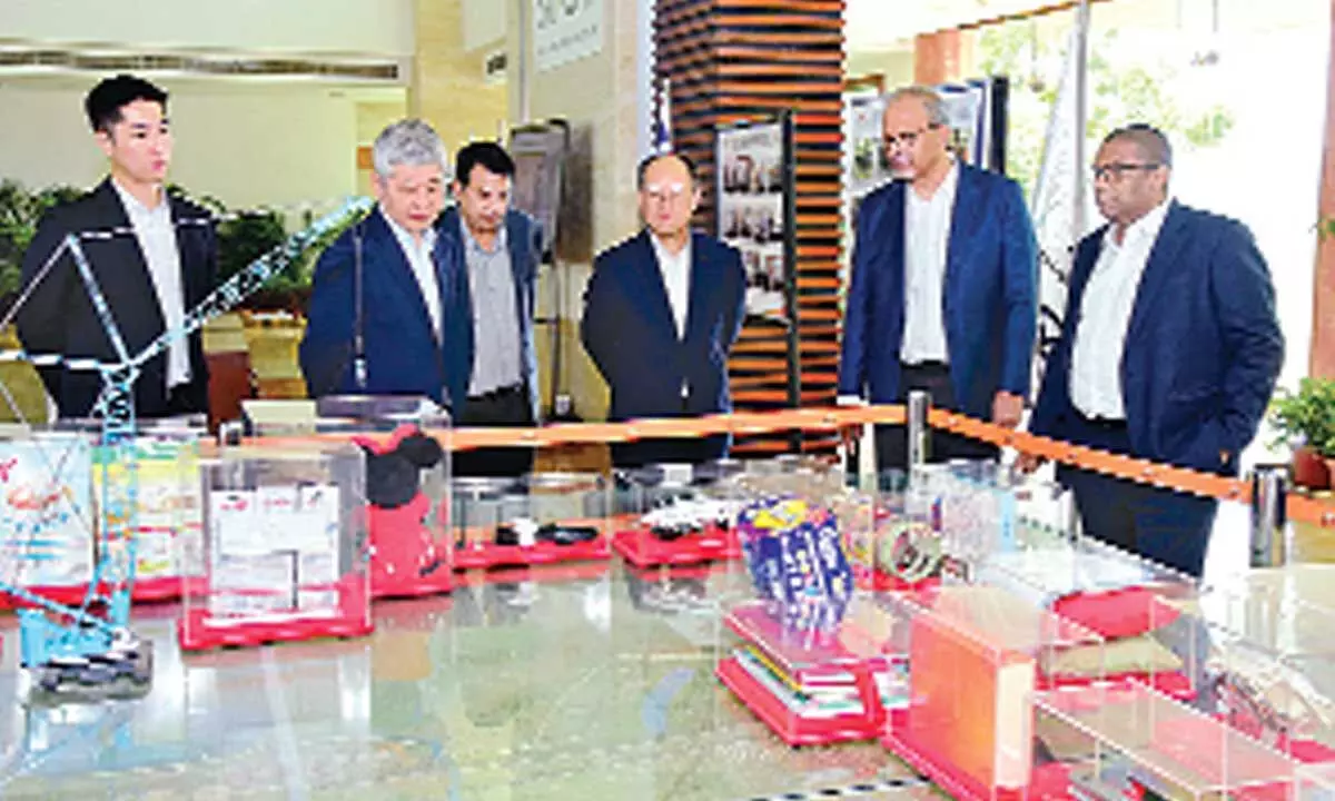 Wonjae UHM, Deputy Consul General of Republic of Korea in Chennai and others being briefed on the products made at Sri City