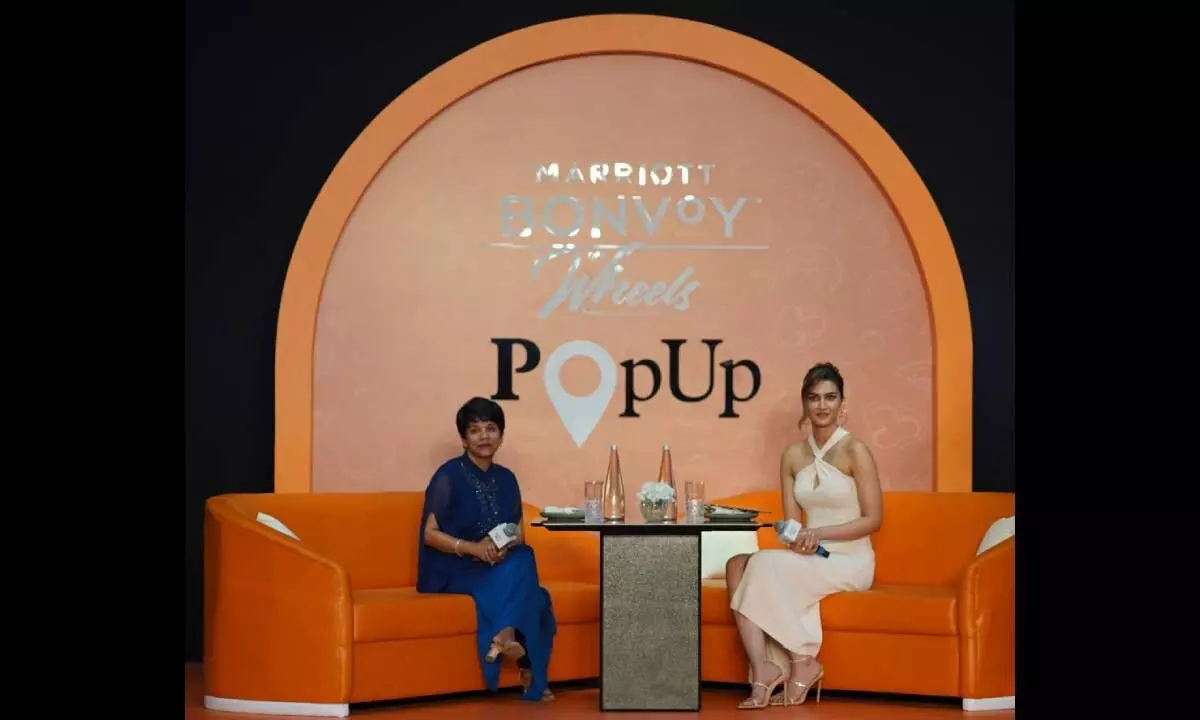 Ranju Alex, Area Vice President, South Asia, Marriott international along with Kriti Sanon at Marriott Bonvoy on Wheels pop up event to announce the integration with the Club Marriott app