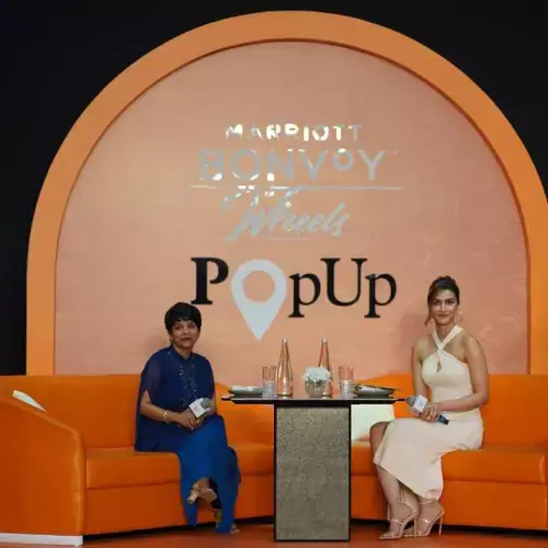 Ranju Alex, Area Vice President, South Asia, Marriott international along with Kriti Sanon at Marriott Bonvoy on Wheels pop up event to announce the integration with the Club Marriott app