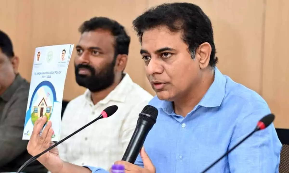 Minister for municipal administration and urban development K T Rama Rao launching Telangana Cool Roof Policy in hyderabad on Monday