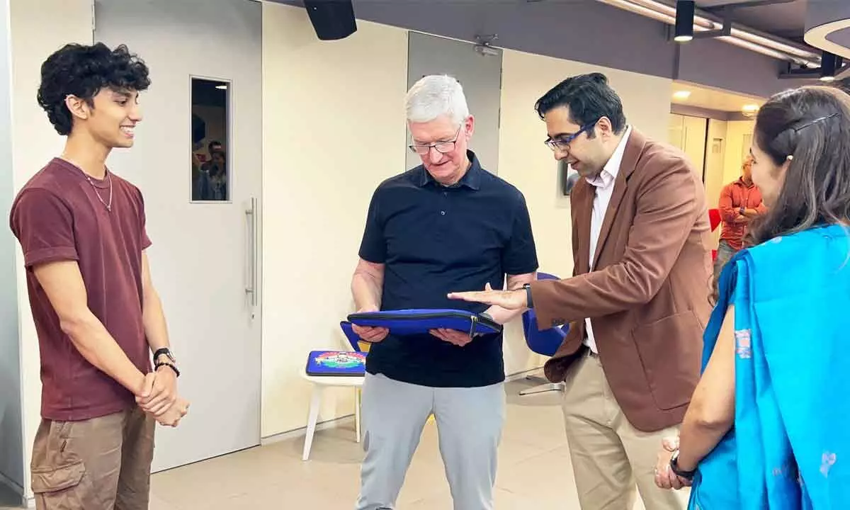 Apple CEO Tim Cook at ATLAS SkillTech University with Siddharth Shahani, Executive President  of ATLAS SkillTech University