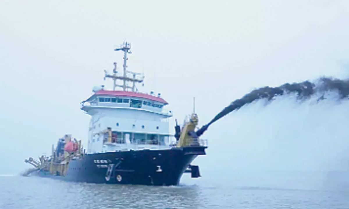 Beach nourishment in progress by a dredger of DCIL (File Photo)