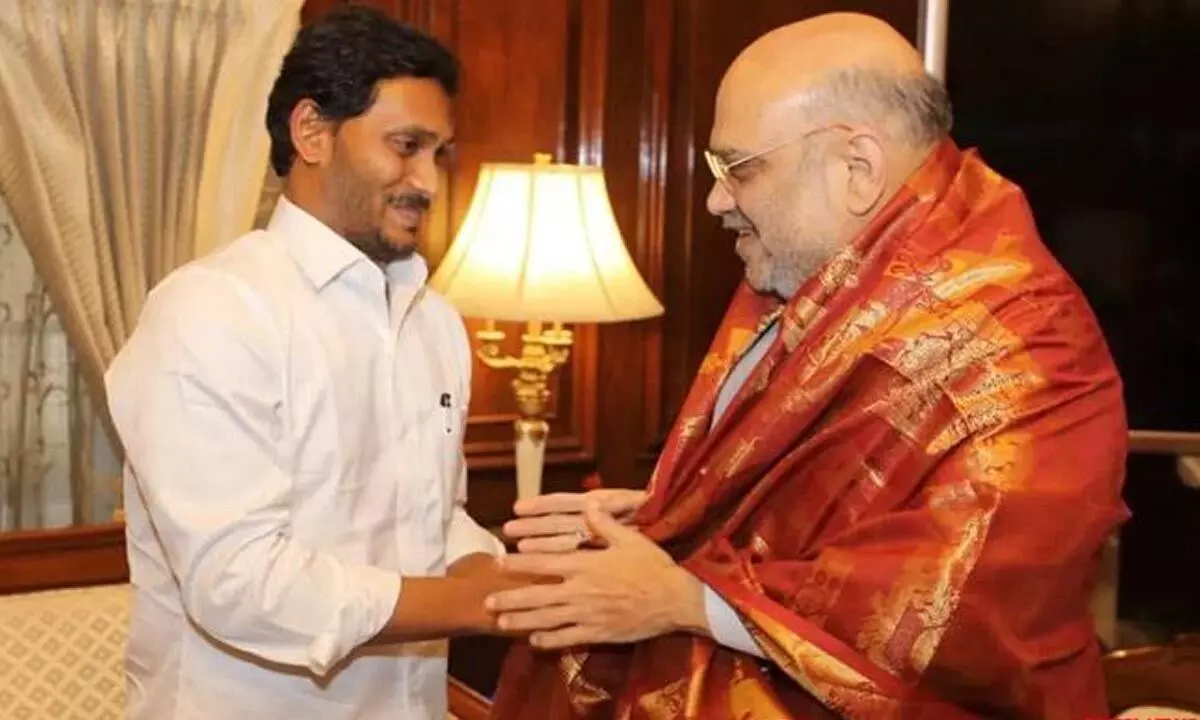 AP CM meets Shah, seeks dues from TS