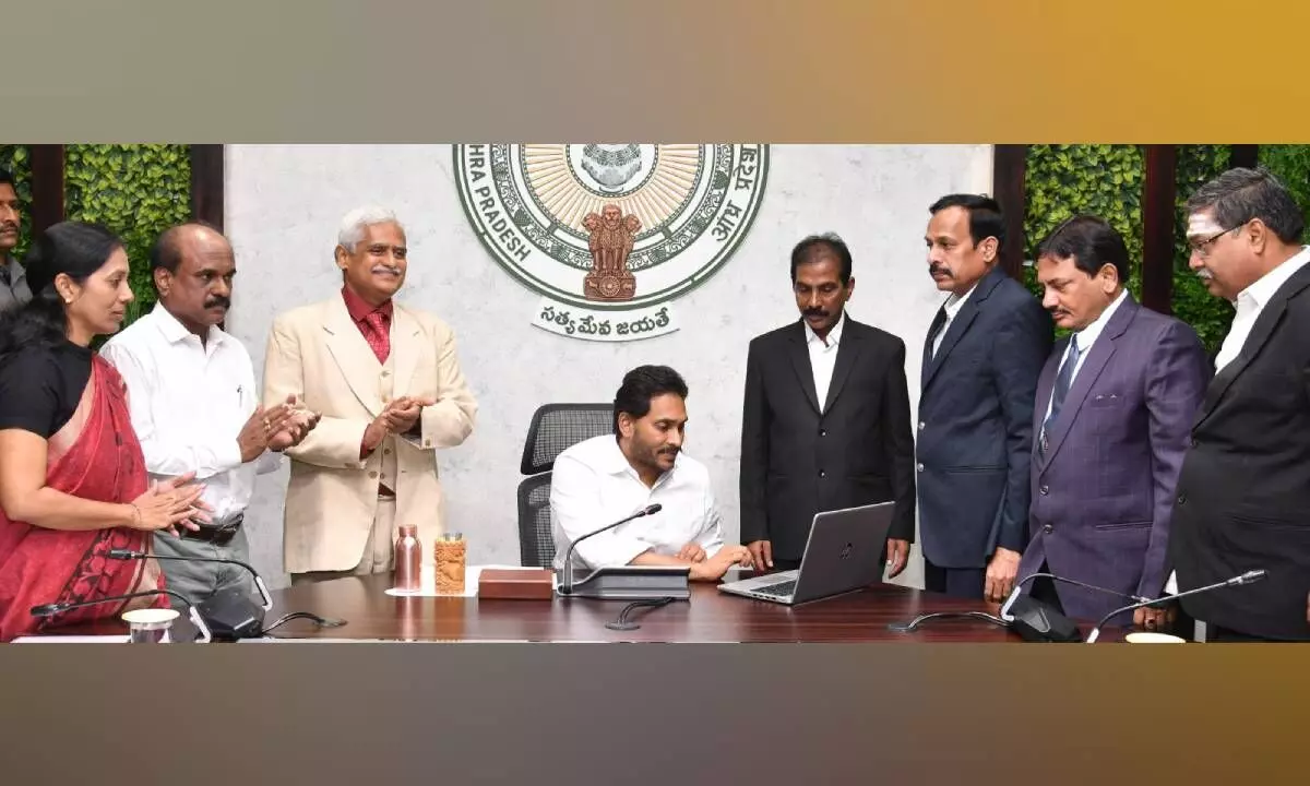 AP Chief Minister Y.S. Jagan Mohan Reddy releasing the amount virtually from Tadepalli camp on Monday