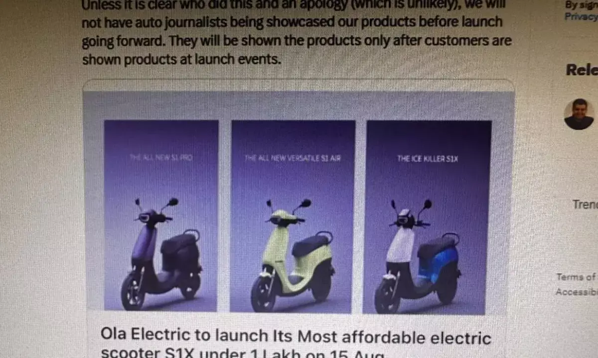 Upcoming Ola EV images leaked, furious Bhavish Aggarwal demands apology