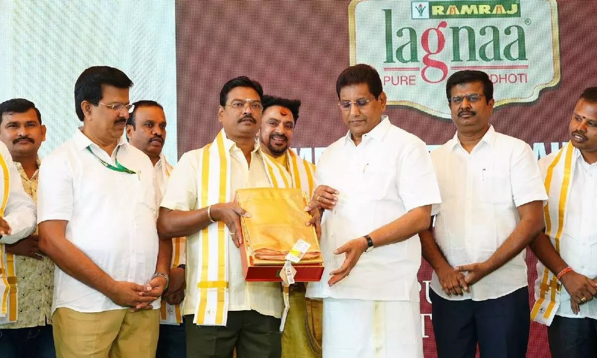 Ramraj Cotton unveils Rs 1L worth silk dhotis in Hyd