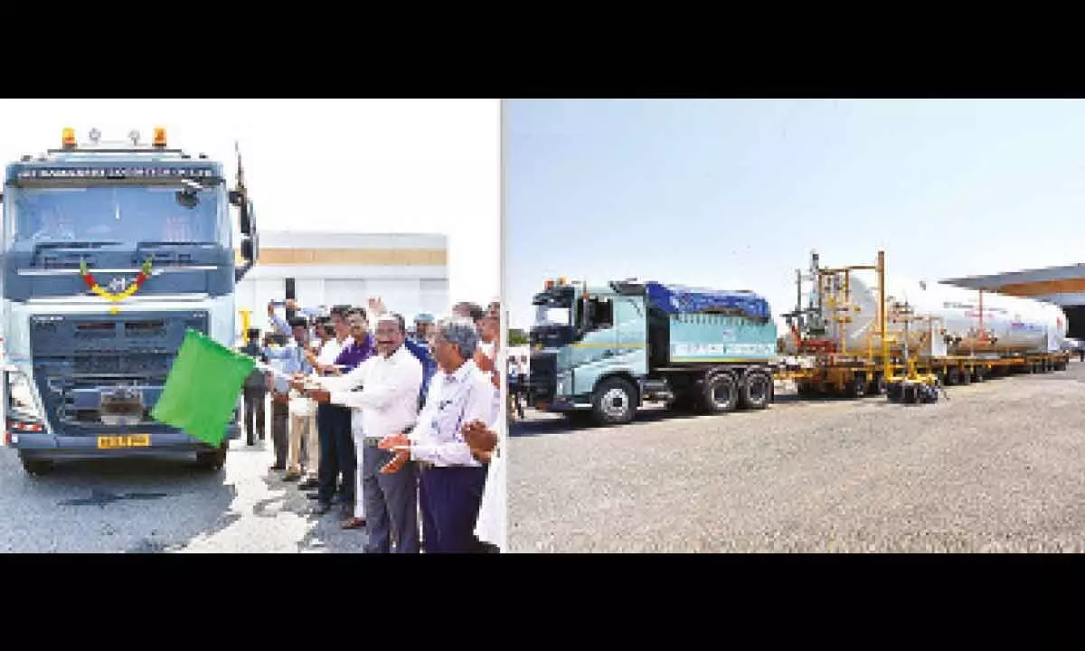 Dr K Sivan, the then Chairman, ISRO & Secretary, Department of Space, flagging off the shipment of Indias largest liquid hydrogen storage tank manufactured at VRV production plant in Sri City on May 22, 2019