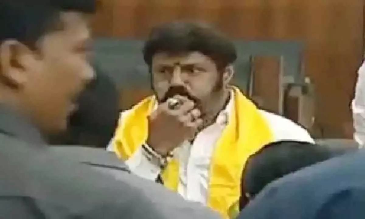 Balakrishna’s whistle protest in AP Assembly
