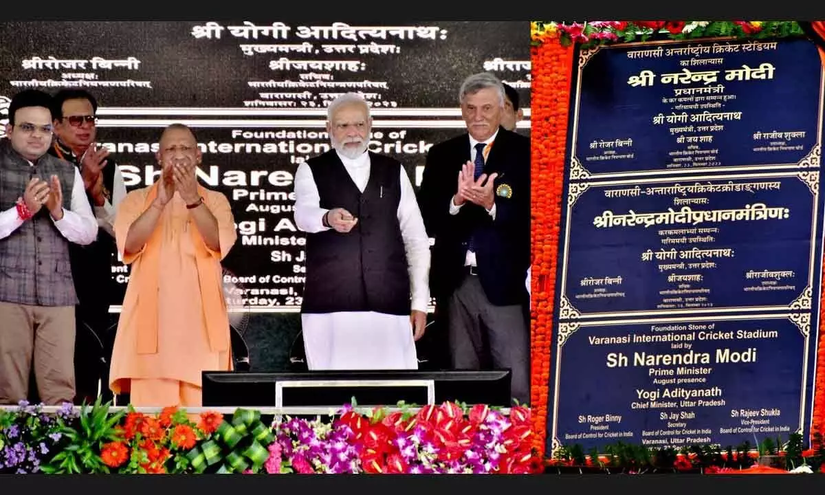 PM Modi lays foundation stone for Varanasi stadium