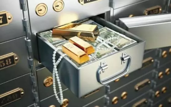 A locker in a bank vault. Storage of cash and documents., Stock image