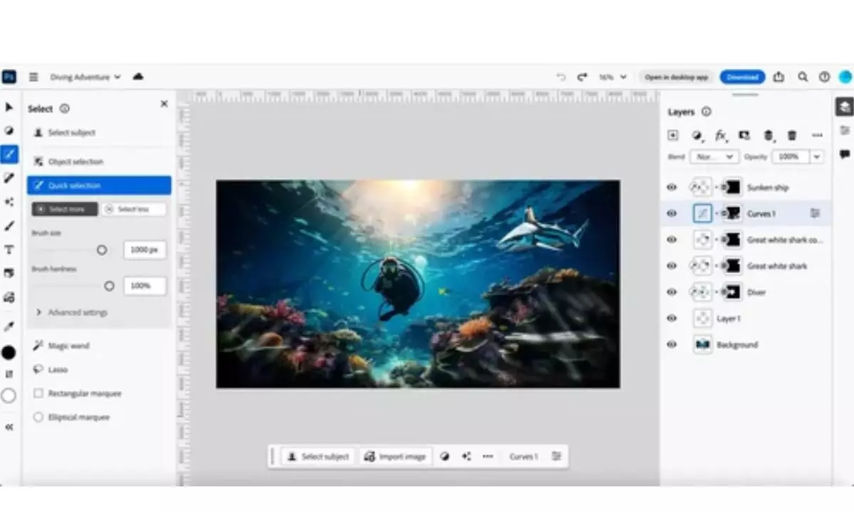 Adobe Photoshop now available on web