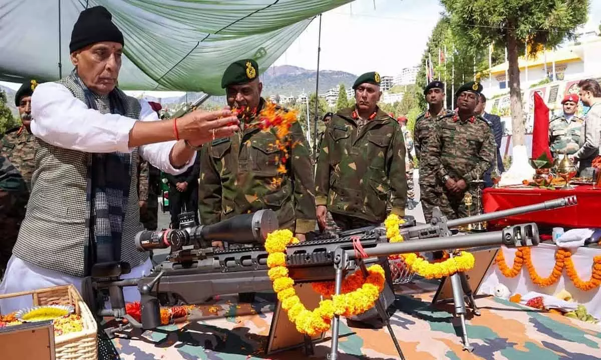 Rajnath performs ‘Shastra Puja’ in Tawang