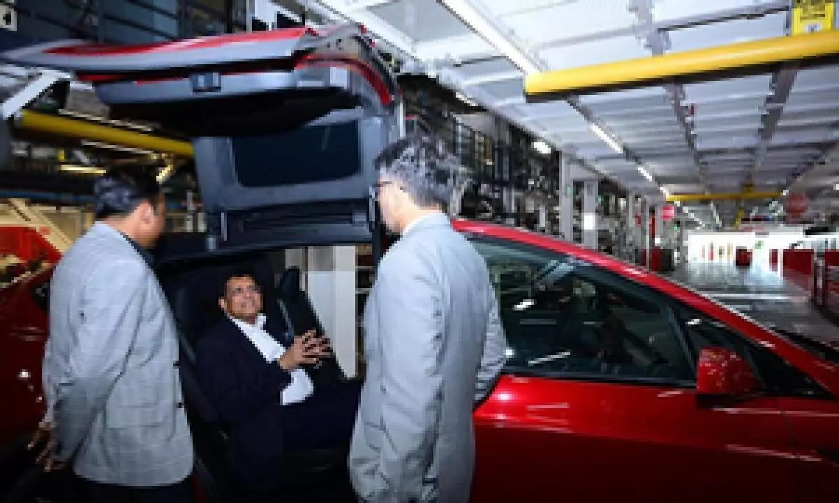 Piyush Goyal visits Tesla factory, unwell Musk apologies for unable to meet him