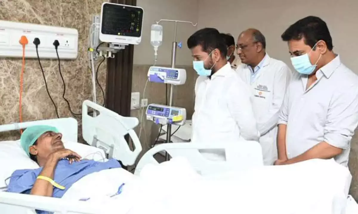 CM Revanth calls on KCR at hospital