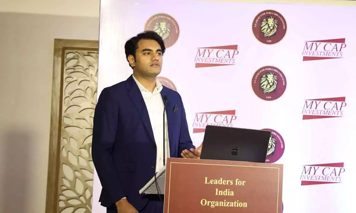Mohnish Yerra, Founder and CEO, Leaders for India Organisation interacting with media during the launch of LIO App in Hyderabad on Tuesday