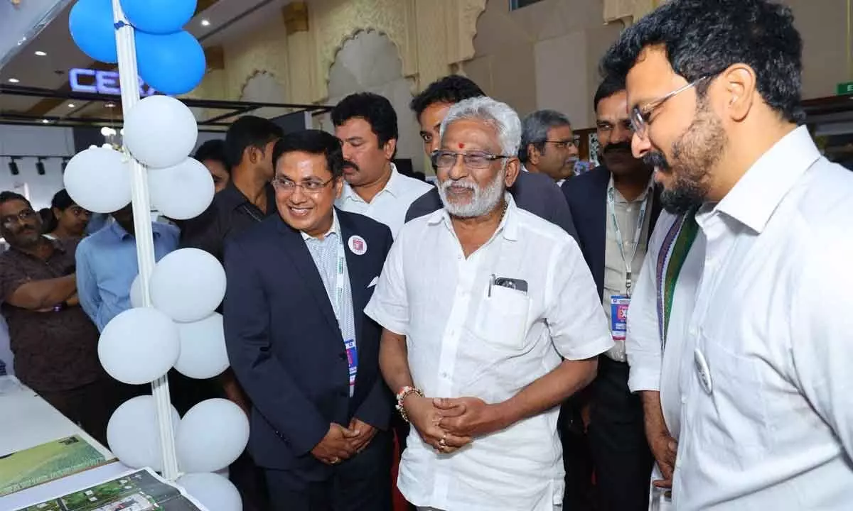 YSRCP regional coordinator Y V Subba Reddy during a visit to Credai Expo in Visakhapatnam