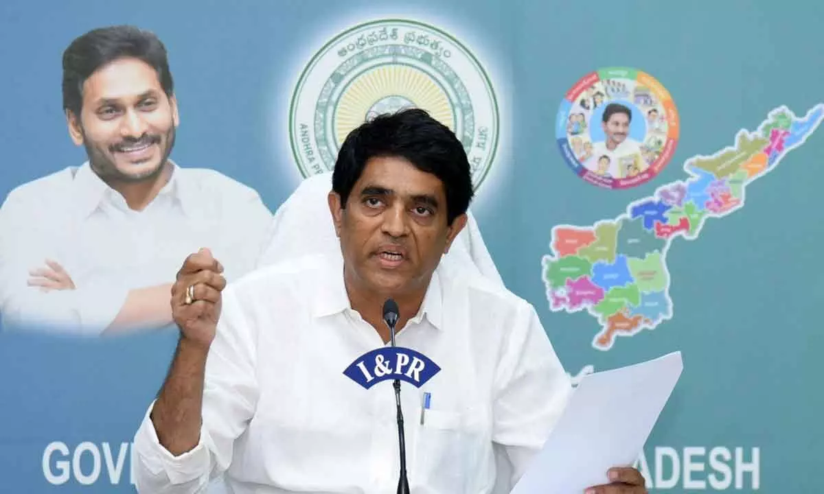 AP Finance Minister Buggana Rajendranath explaining a point  during a media interaction at Velagapudi near Vijayawada on Thursday