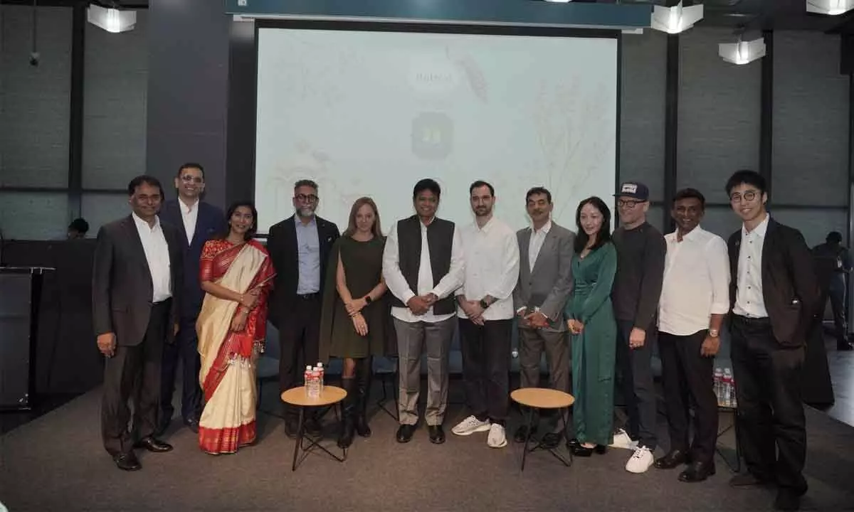 Telangana IT Minister D Sridhar Babu and TS IT Principal Secy Jayesh Ranjan, with European and Indian Family Offices in Hyderabad on Monday