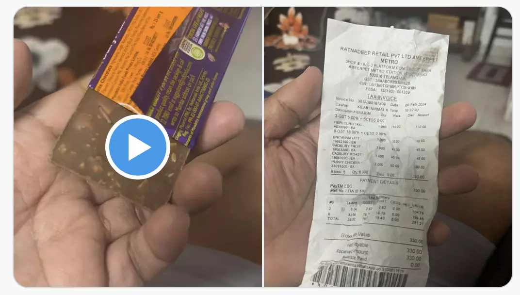 Hyderabad man discovers worm crawling in a Cadbury chocolate: Video