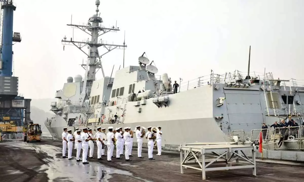 USS Halsey (DDG-97), an Arleigh Burke-class Guided Missile Destroyer of the United States Navy, reached Visakhapatnam on Sunday for participation in MILAN 2024