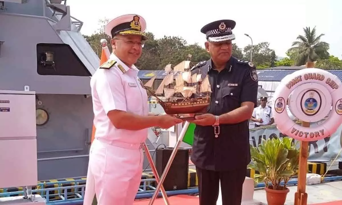 Indian Navy delivering Mauritius ship after carrying out refit in Visakhapatnam on Monday