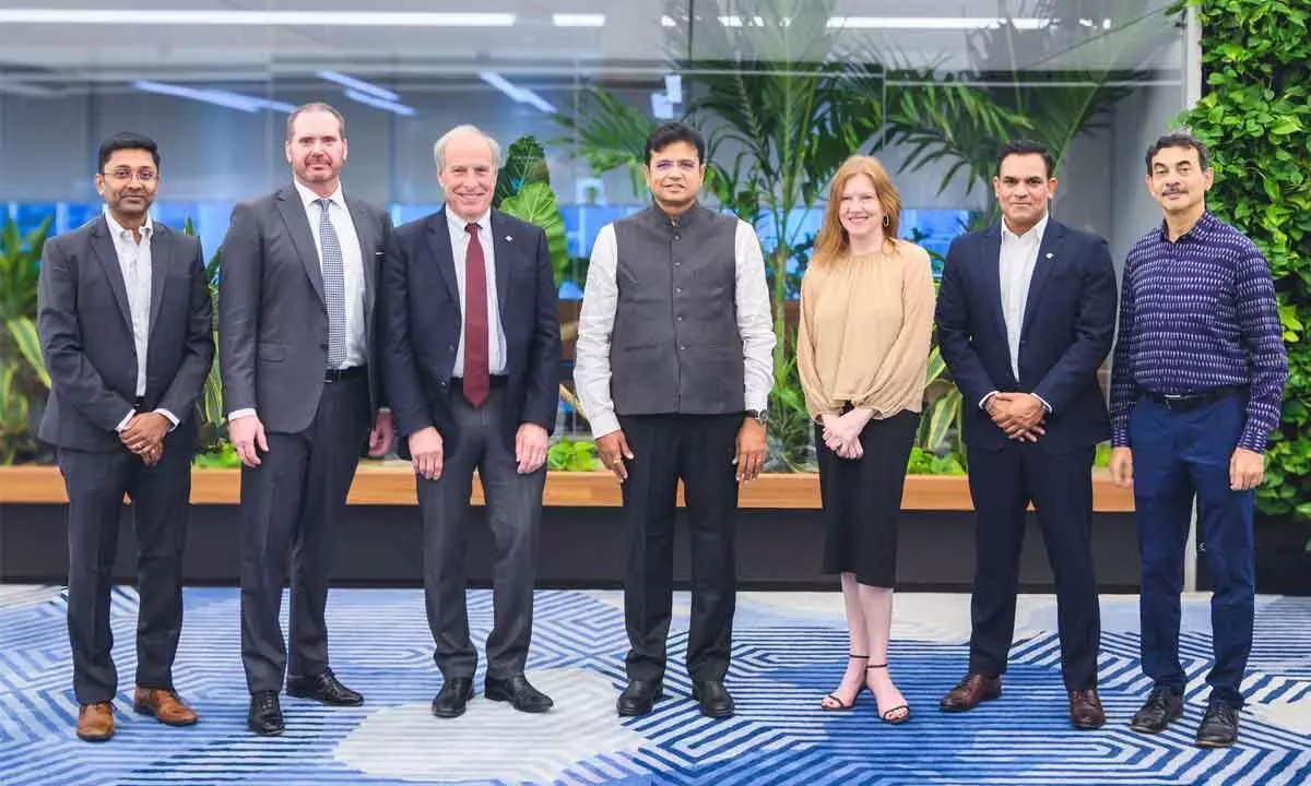 L-R: Shakthi M Nagappan, Director (Life Sciences and Pharma), Telangana  government; BJ Moore, CIO, Providence; Rod Hochman, MD, President & CEO, Providence; D Sridhar Babu, Telangana IT Minister; Jennifer Larson, US Consul General, Hyderabad; Murali Krishna, Chief Global Officer & Country Head, Providence; Jayesh Ranjan, Telangana  ITE&C Principal Secretary