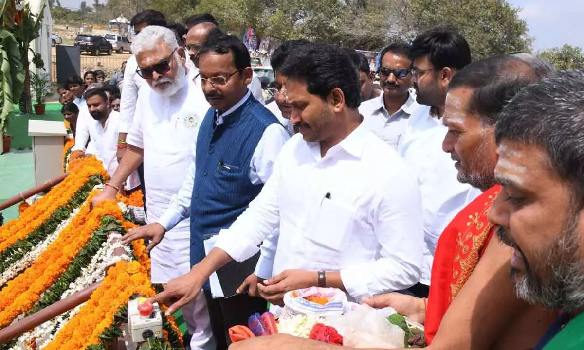 Chief Minister Y S Jagan Mohan Reddy at Kuppam in Chittoor district on Monday