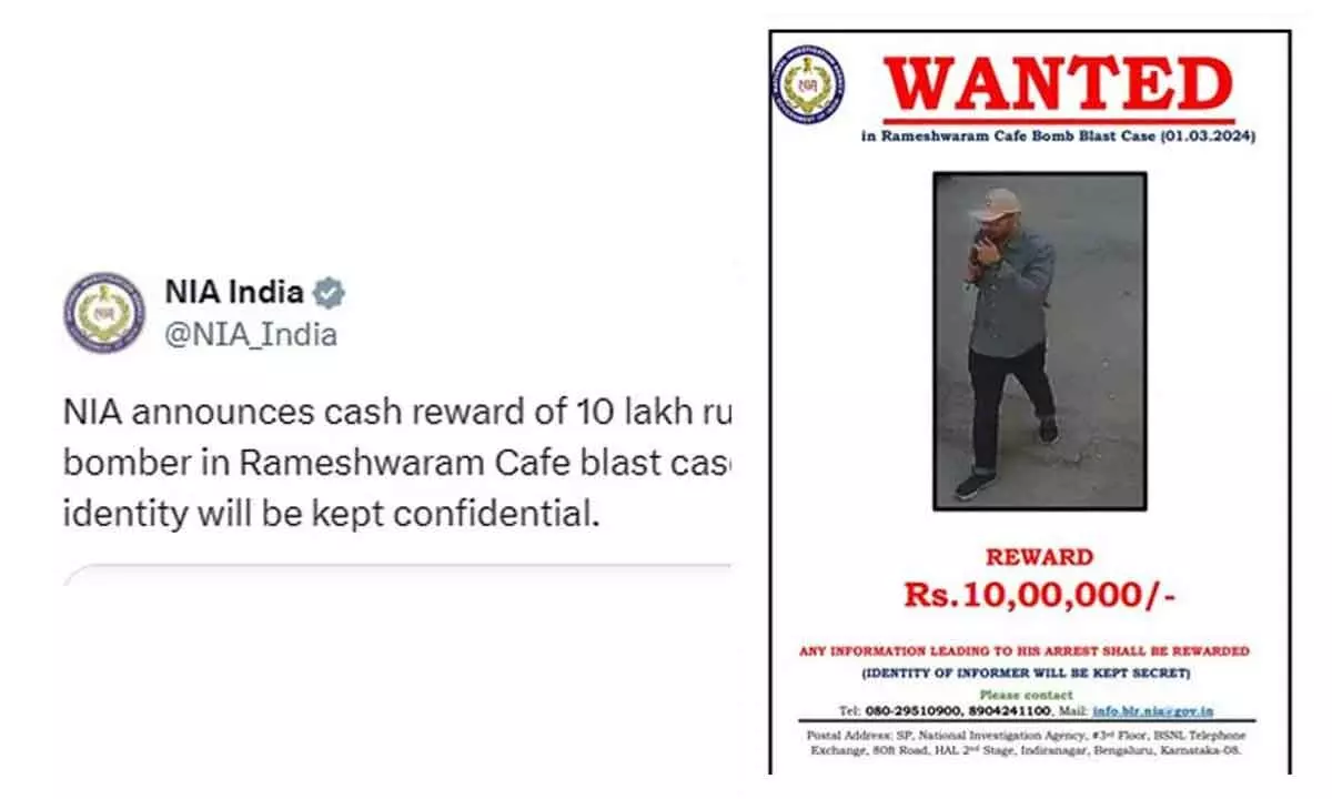 NIA offers Rs 10 lakh reward for info on B’luru cafe bomber