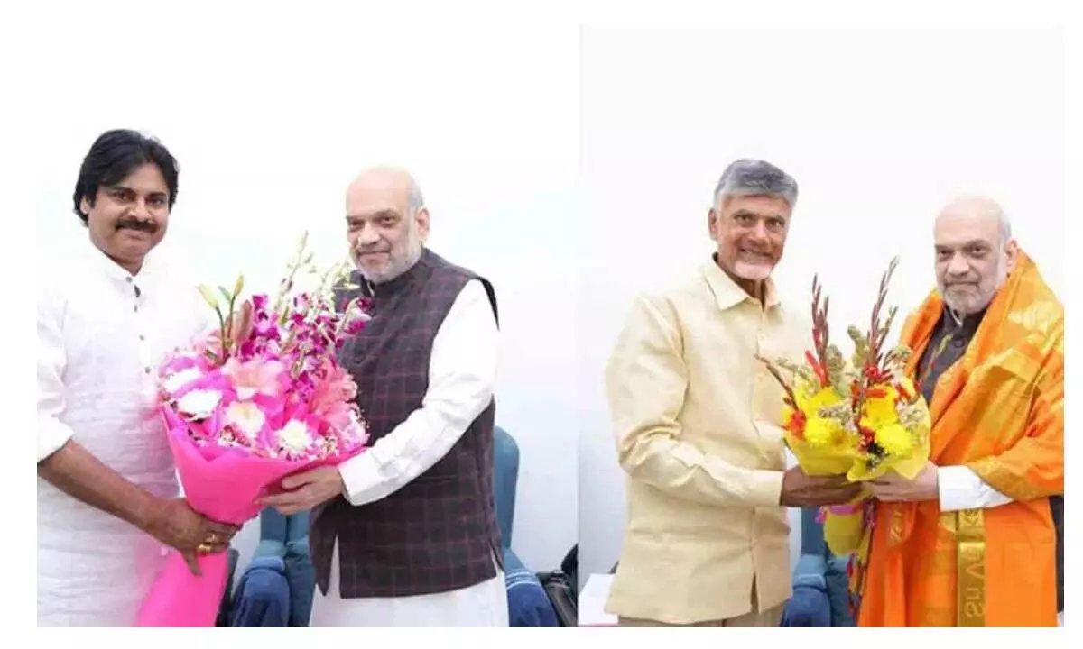 N. Chandrababu Naidu, Pawan Kalyan meet Amit Shah again