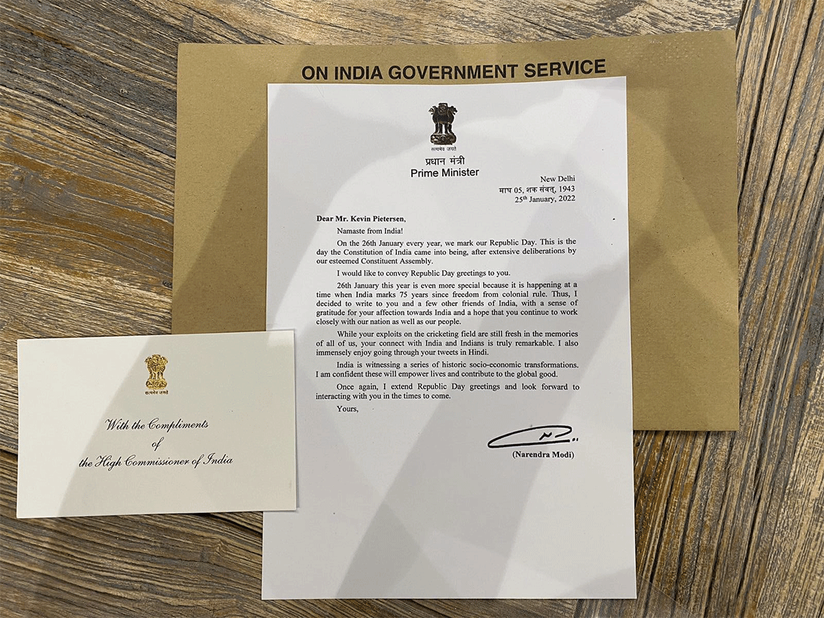 Prime Minister Modi’s Gratitude Letter