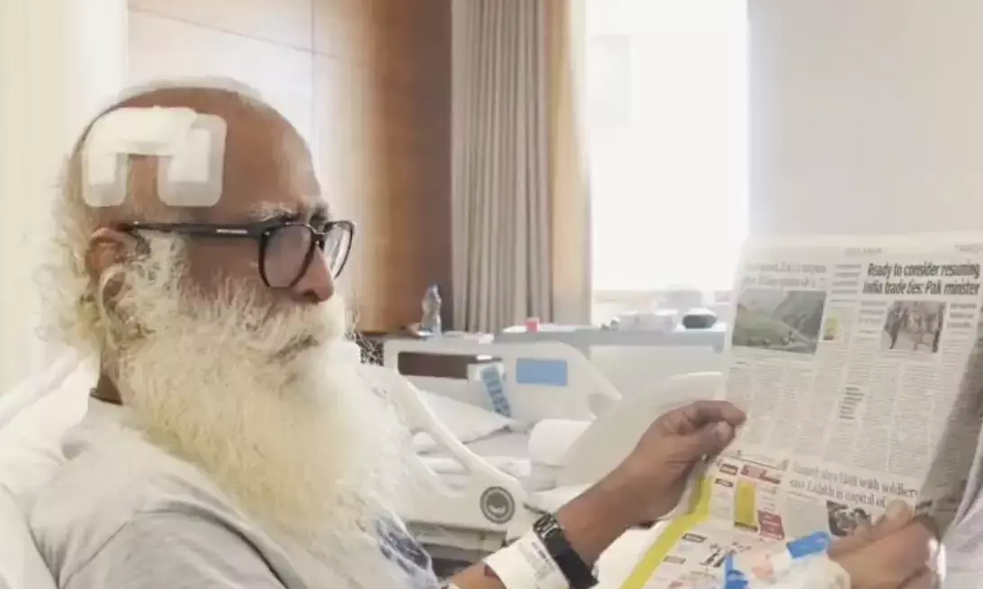 Sadhguru shows signs of recovery after emergency brain surgery; shares video