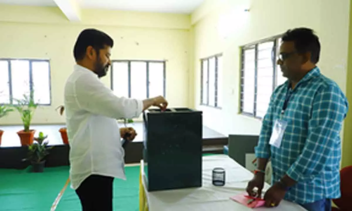 Revanth Reddy casts vote in MLC bypoll