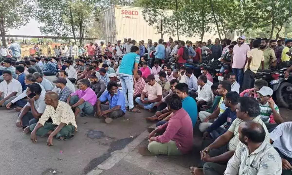 Gangavaram Port workers continue protest for 2nd day