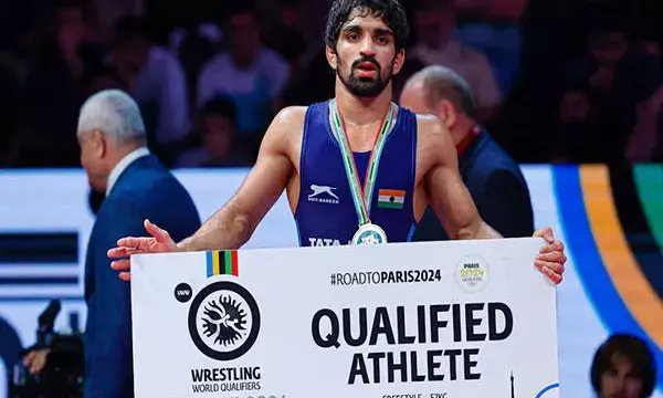 Aman Sehrawat in Paris Olympics 2024 qualifier